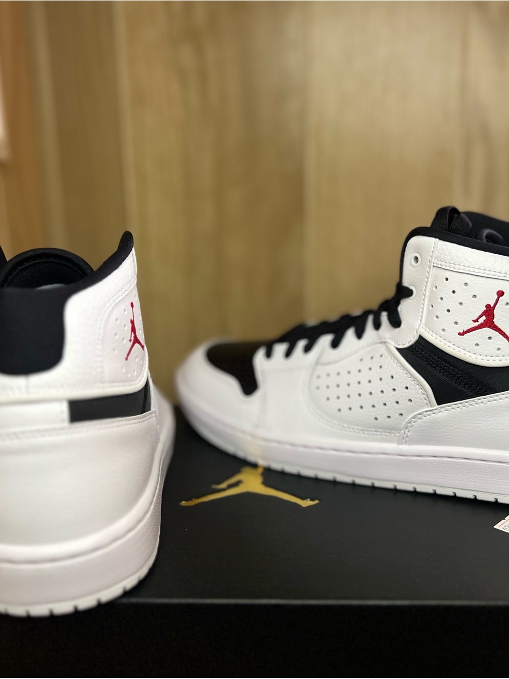 Jordan Mid-Top Sneakers in White/Black/Red
